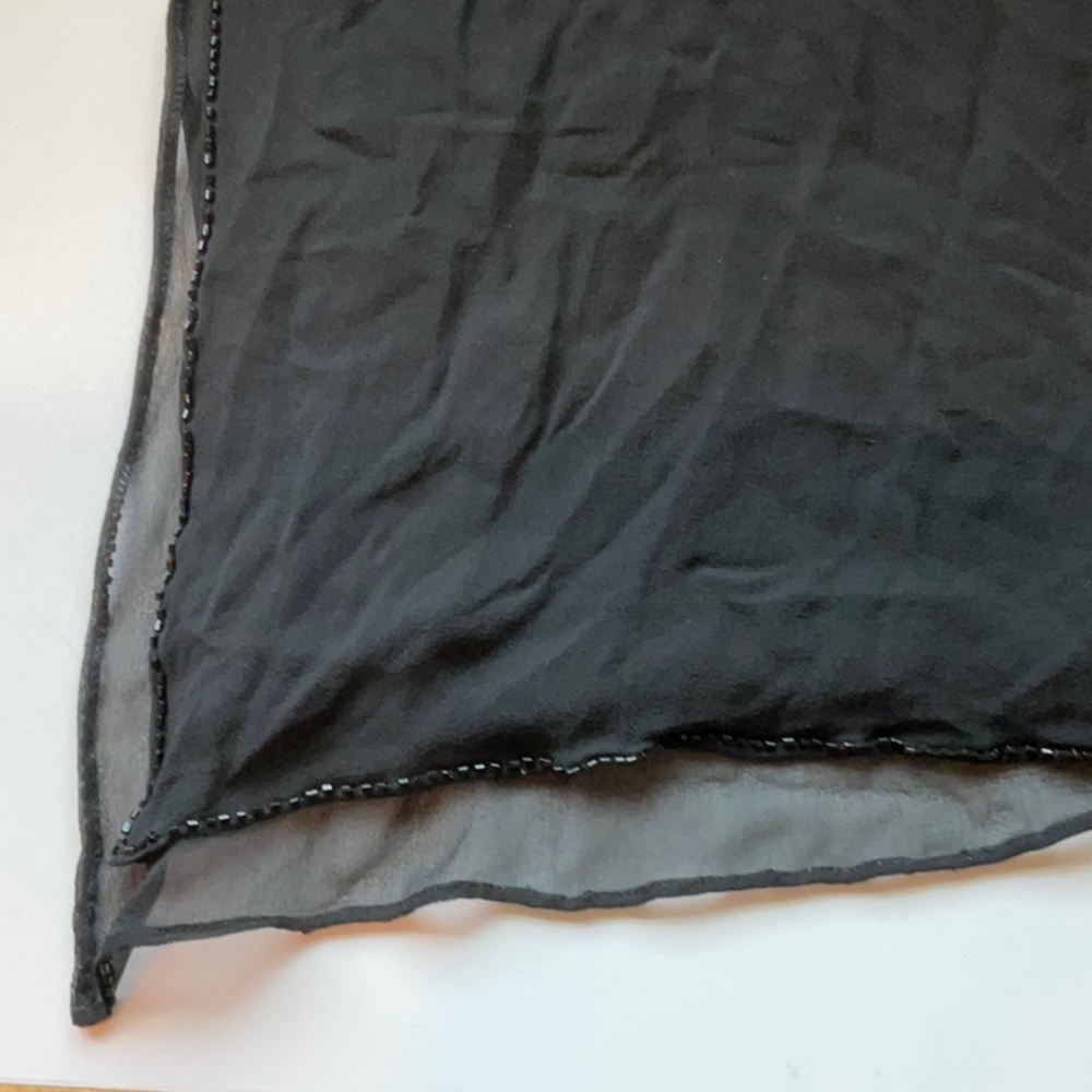 Black Silk bead trimmed scarf - Picture 5 of 9